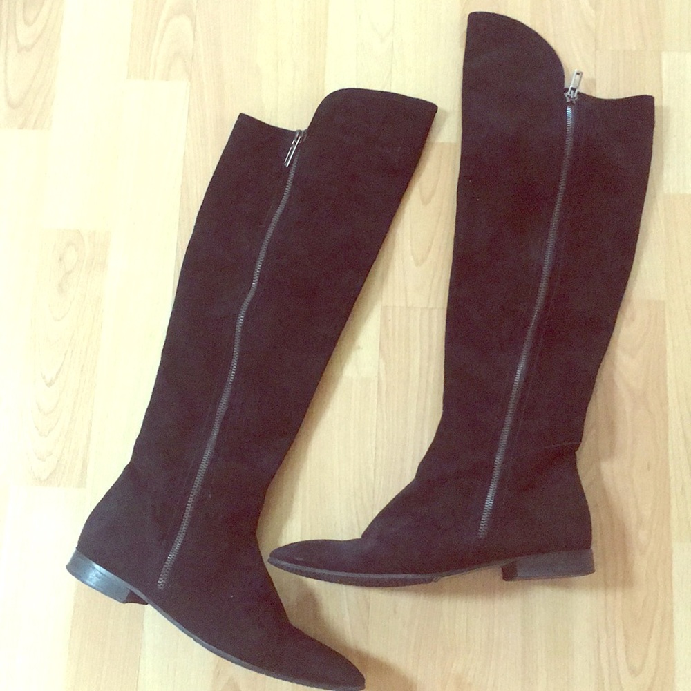 Italian knee high boots suede leather